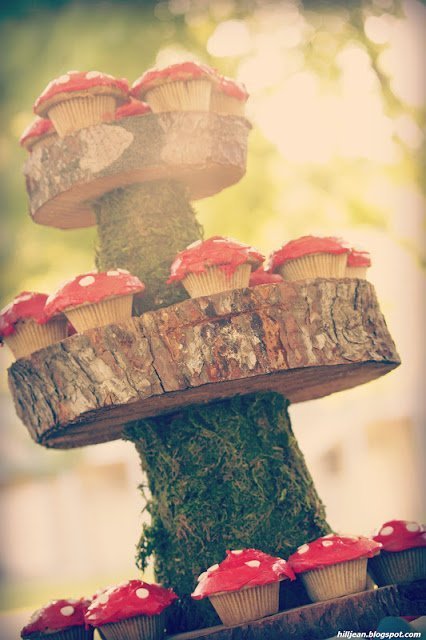 Woodland Themed Baby Shower<hillijdate>May 30th</hillijdate> toadstool cupcakes