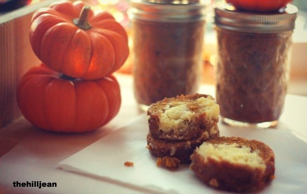 cream cheese pumpkin roll in a jar